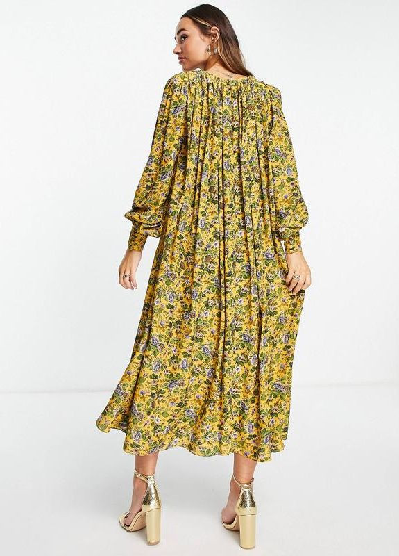 Комбінована сукня міді трапеції з квітковим принтом edition Asos з квітковим принтом