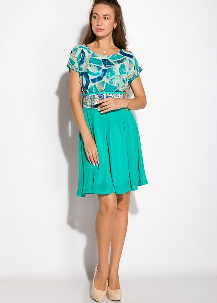 Мятное кэжуал шифоновое платье (мятный) Time of Style однотонное