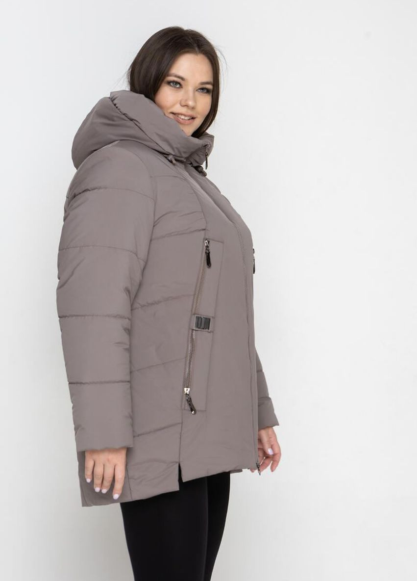 Светло-коричневая зимняя зимняя куртка женская большого размера SK