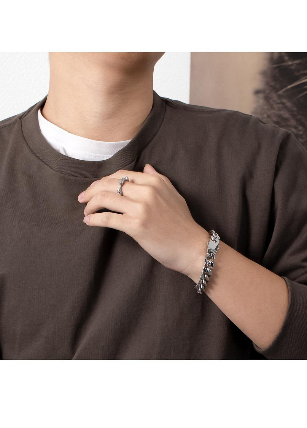 Чоловічий браслет сріблястий панцирного плетіння із нержавіючої сталі No Brand (258472182)