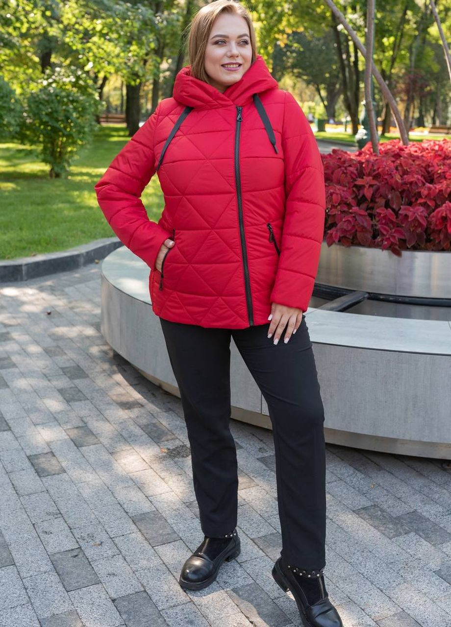 Червона демісезонна демісезонна жіноча куртка великого розміру SK