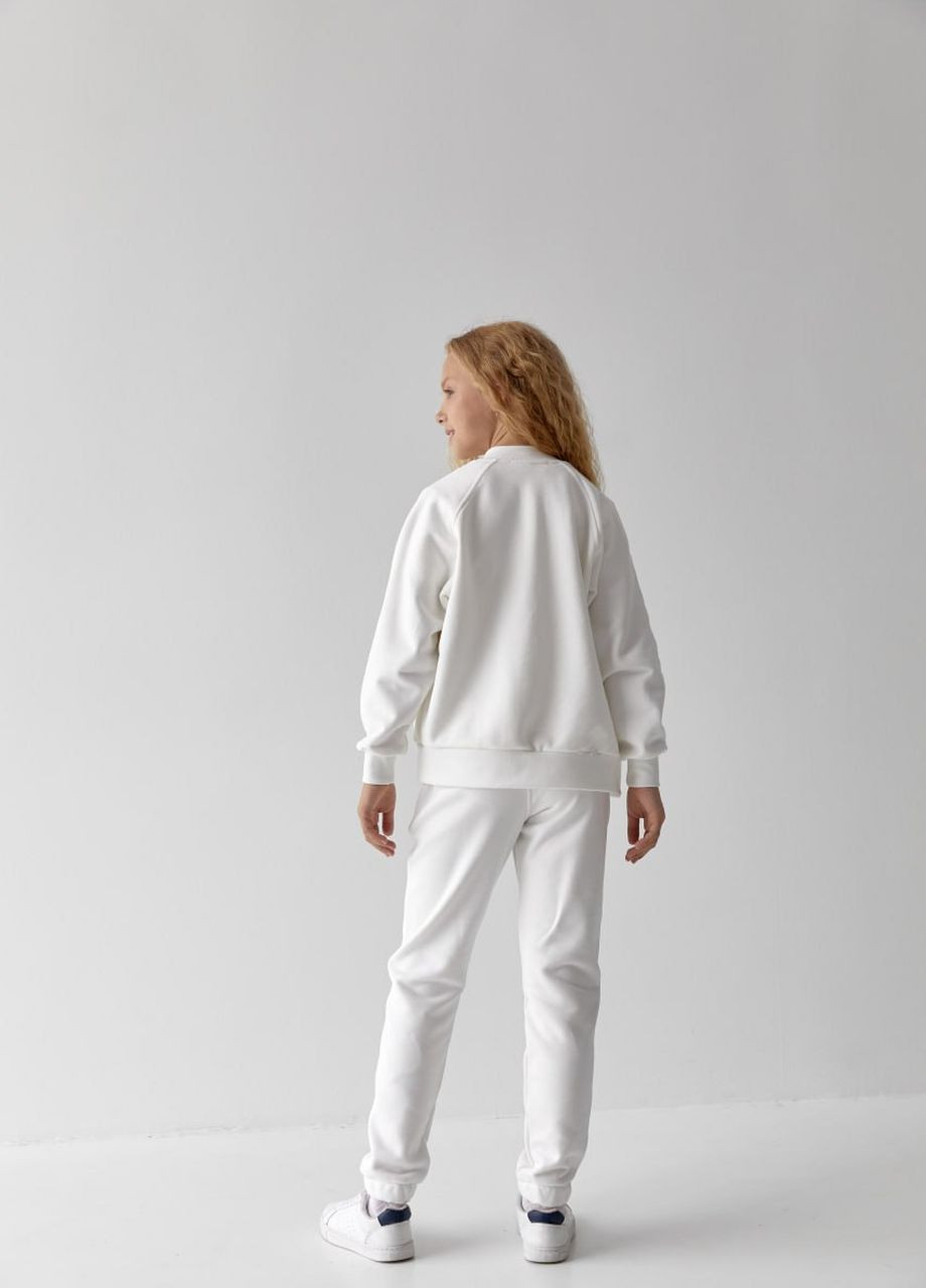 Дитячий костюм бомбер та джогери для дівчинки колір білий р.158 441767 New Trend (263134073)