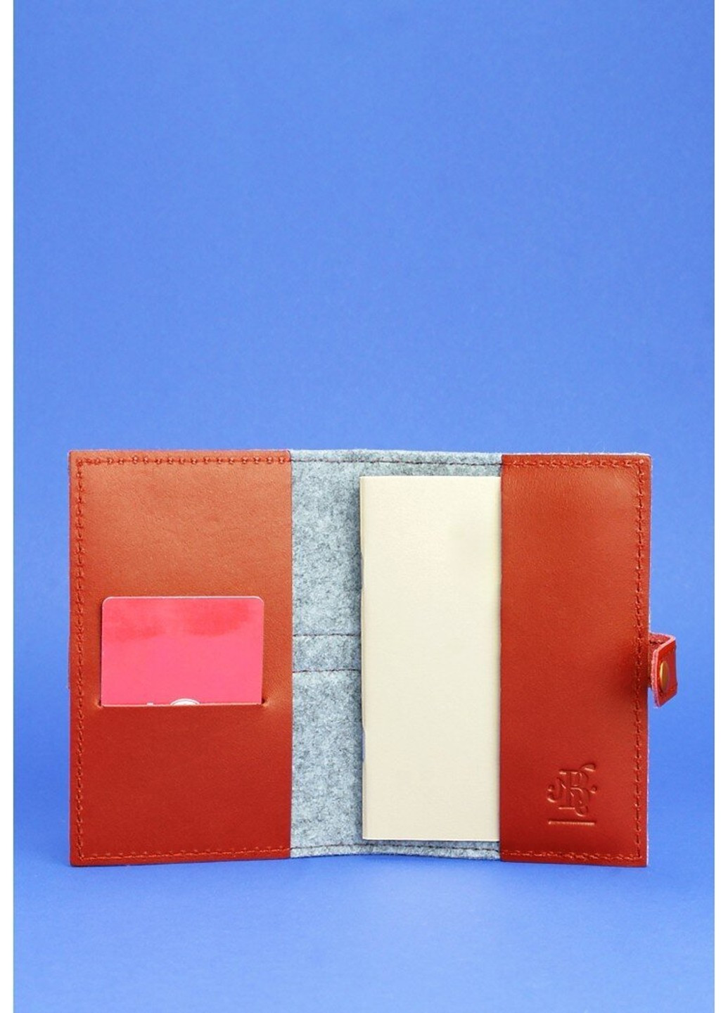 Фетровая обложка для паспорта 1.1 с кожаными бордовыми вставками - BN-OP-1-1-FELT-VIN BlankNote (276837459)