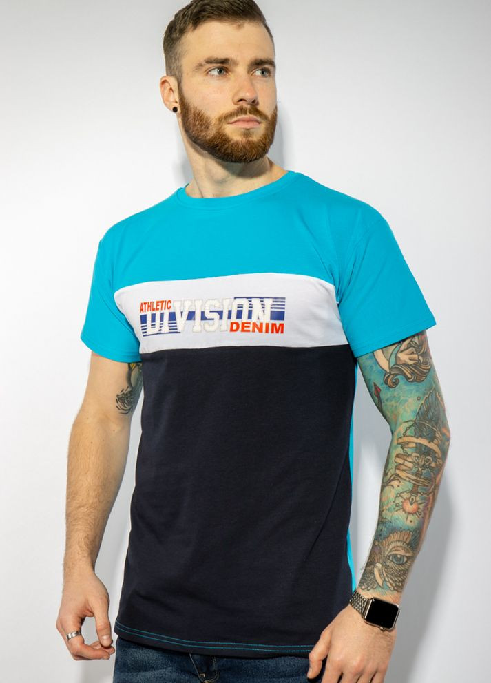 Бесцветная футболка с текстовым принтом (голубой-синий) Time of Style
