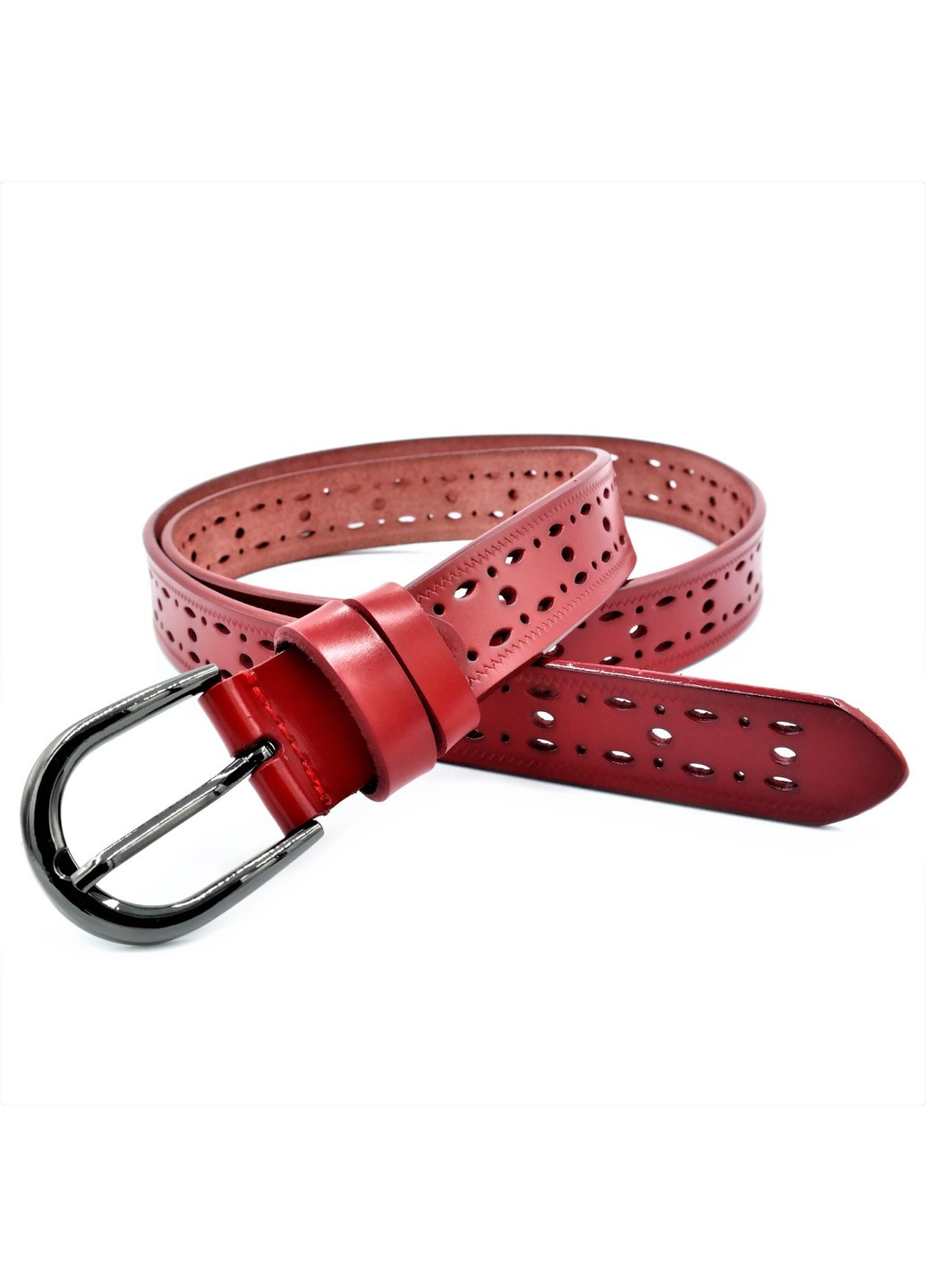 Женский кожаный ремень Weatro nwzh-30k-0046 Красный Le-Mon (272596460)