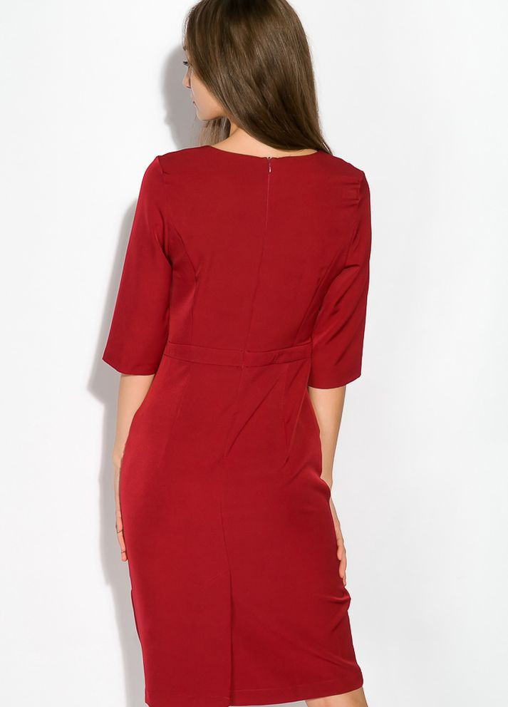 Бордовое деловое платье (полубатал) на запах (бордовый) Time of Style однотонное