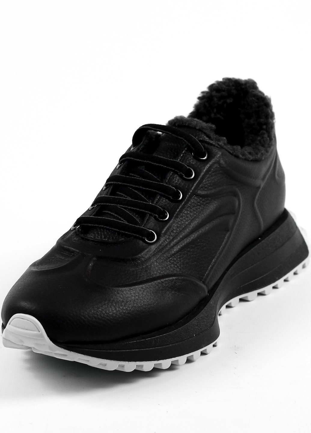 Черные зимние кроссовки с мехом черные Evromoda