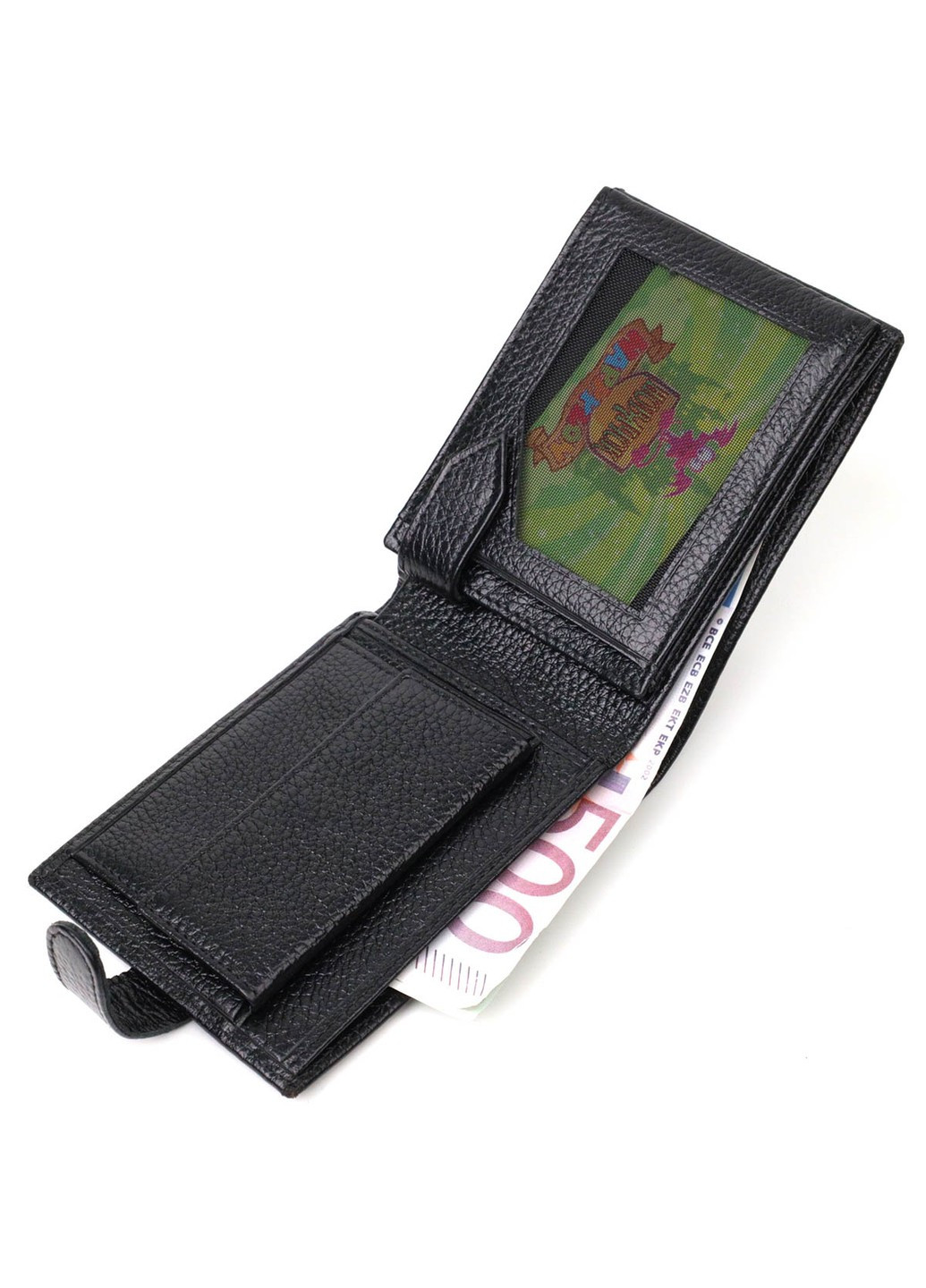 Горизонтальне портмоне для чоловіків з натуральної зернистої шкіри 22059 Чорний Bond (262157957)