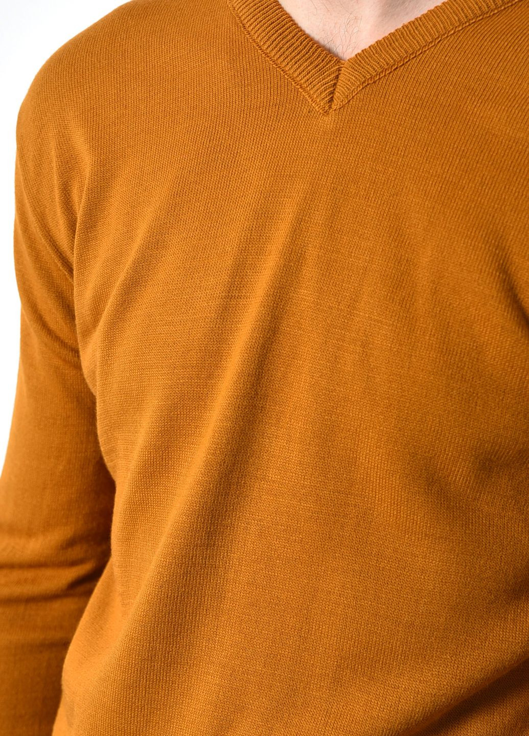 Коричневый демисезонный свитер мужской полубатальный коричневого цвета пуловер Let's Shop