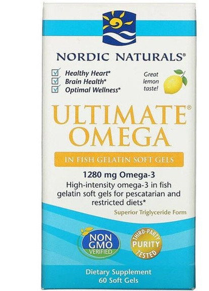 Ultimate Omega 1000 mg 60 Softgels Lemon Flavor NOR01797 Nordic Naturals (256722090)