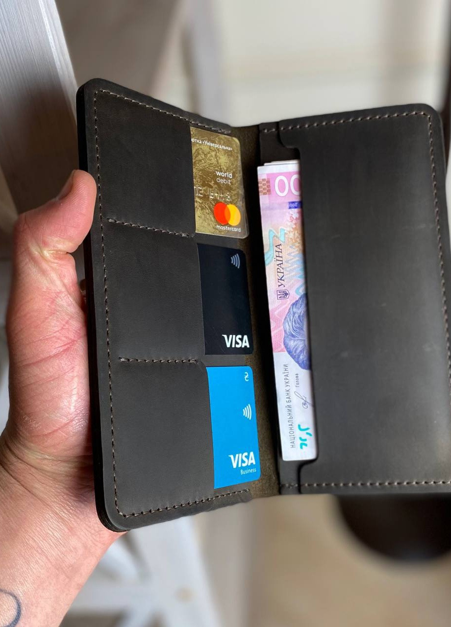 Чоловічий матовий гаманець коричневий портмоне Longer No Brand (258430133)