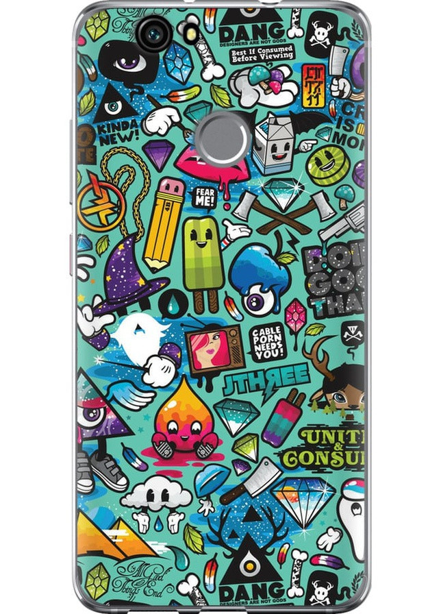 Силиконовый чехол 'Стикер бомбинг 1' для Endorphone Huawei Nova (257904482)