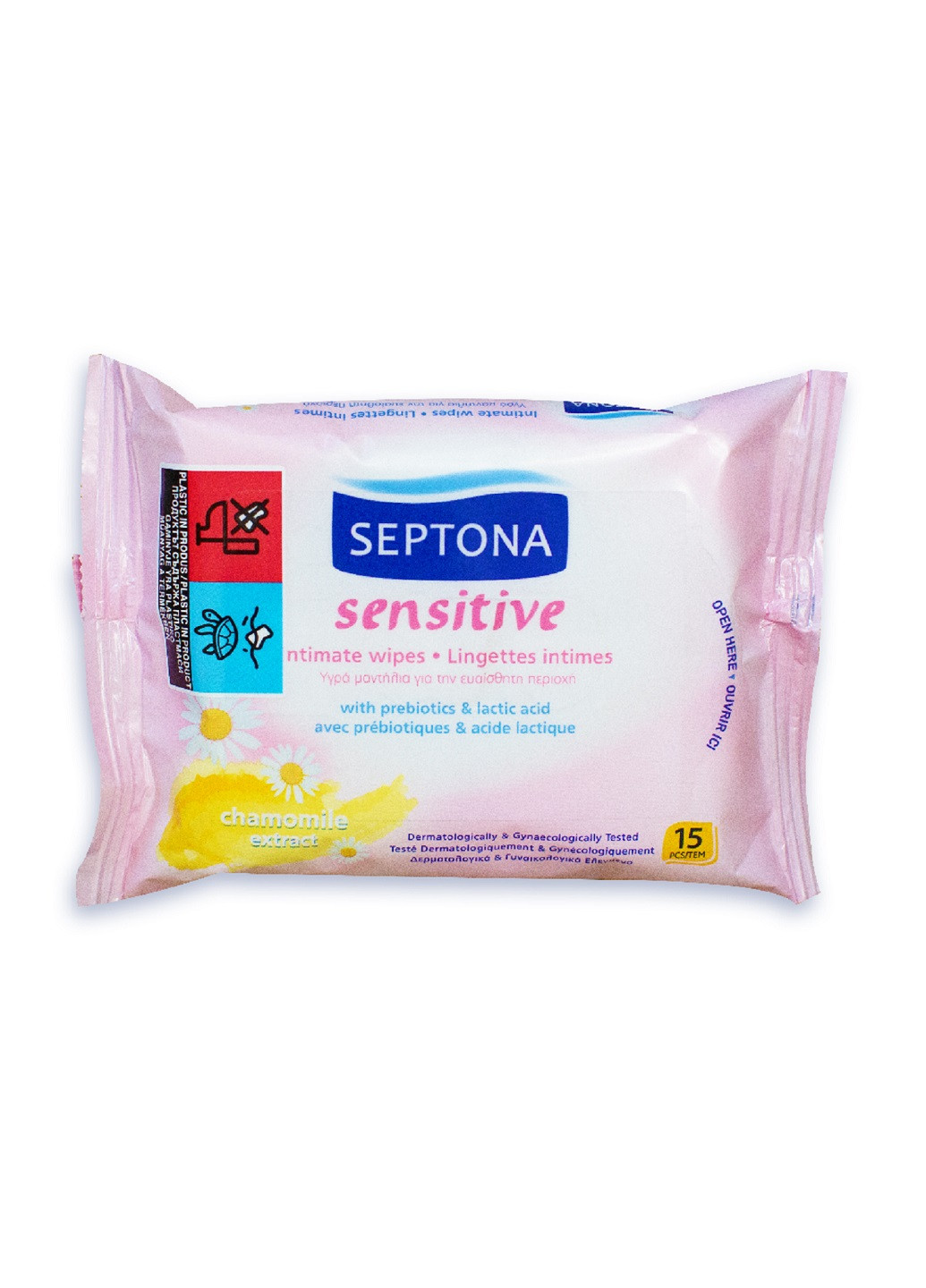 Влажные салфетки для интимной гигины Sensitive 15 шт Septona (261484991)