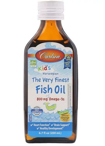 Kid's The Very Finest Fish Oil 6.7 fl oz 200 ml Natural Orange Flavor Carlson Labs (257079410)