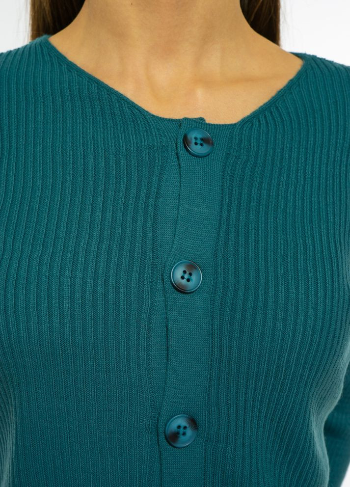Темно-бірюзовий демісезонний светр жіночий з ґудзиками (темно-бірюзовий) Time of Style