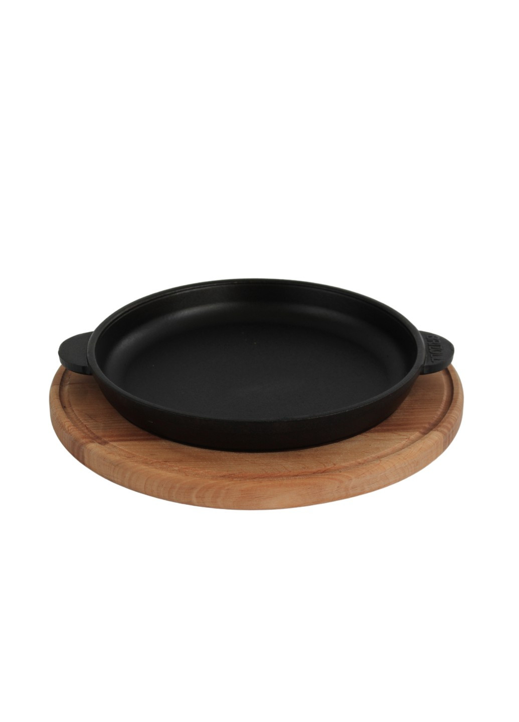 Сковорода чавунна 140 х 25 мм на круглій дерев’яній підставці Brizoll (276390223)