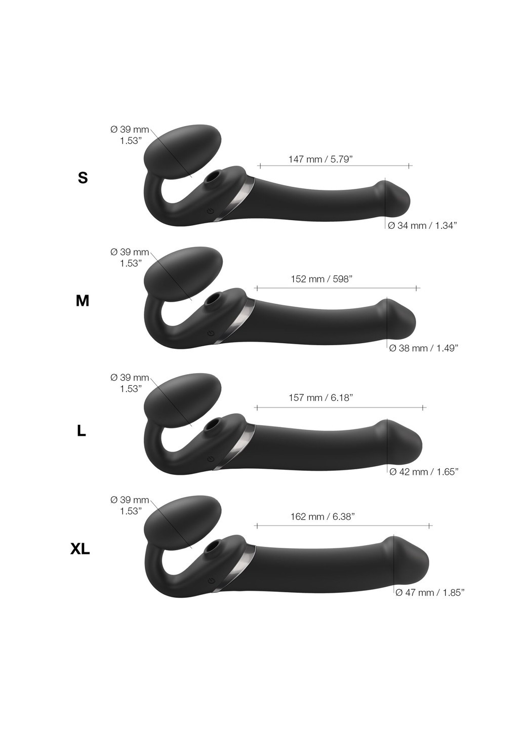 Безремневой вибрострапон с вакуумной стимуляцией MULTI ORGASM Black XL, регулируемый Strap-On-Me (258470852)