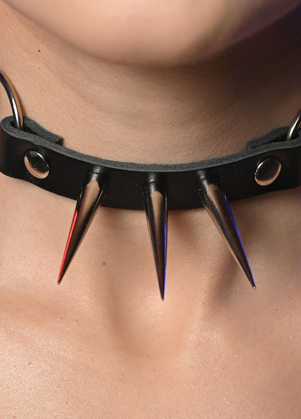 Чокер жіночий з довгими шипами 618 Nova натуральна шкіра нікель (262086374)