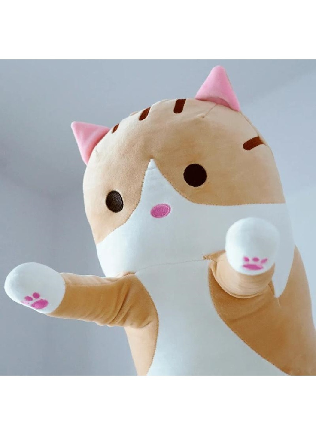 Дитяча м'яка іграшка подушка обіймашка антистрес кіт Батон 110 см плюш (474534-Prob) Коричневий Unbranded (258685350)