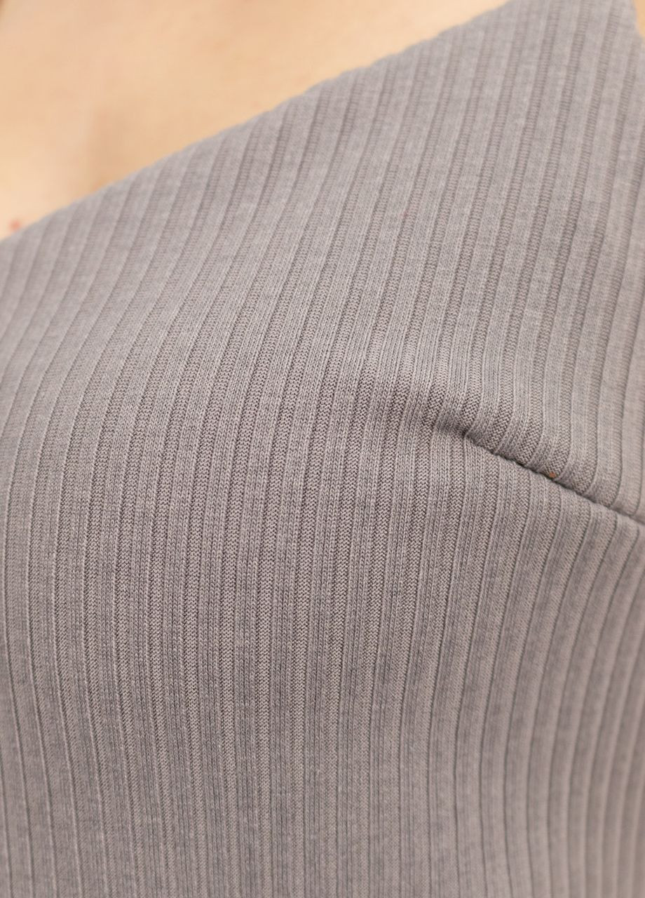 Пижамный женский комплект двойка в рубчик, халат и сорочка Серый Maybel (277751936)