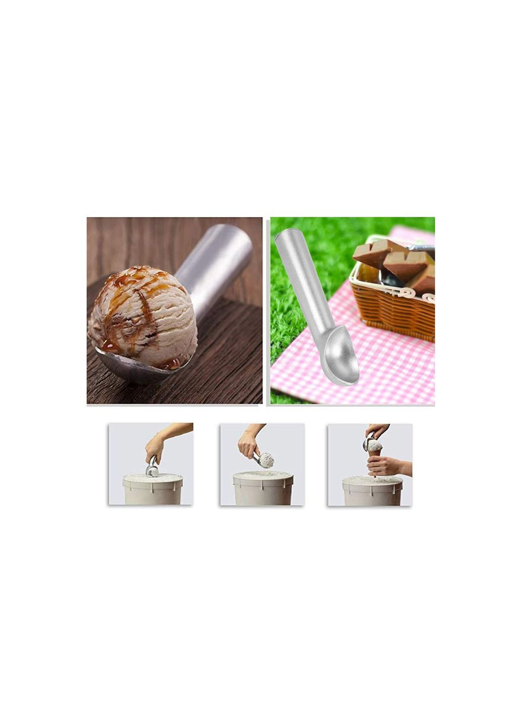 Ложка лита алюмінієва для морозива для морозива, бісквітного тіста, замороженого йогурту 18 см Kitchen Master (263056502)