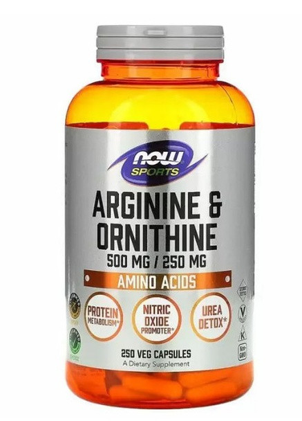 Arginine/Ornithine, 500 mg/250 mg 250 Veg Caps Now Foods (256724016)