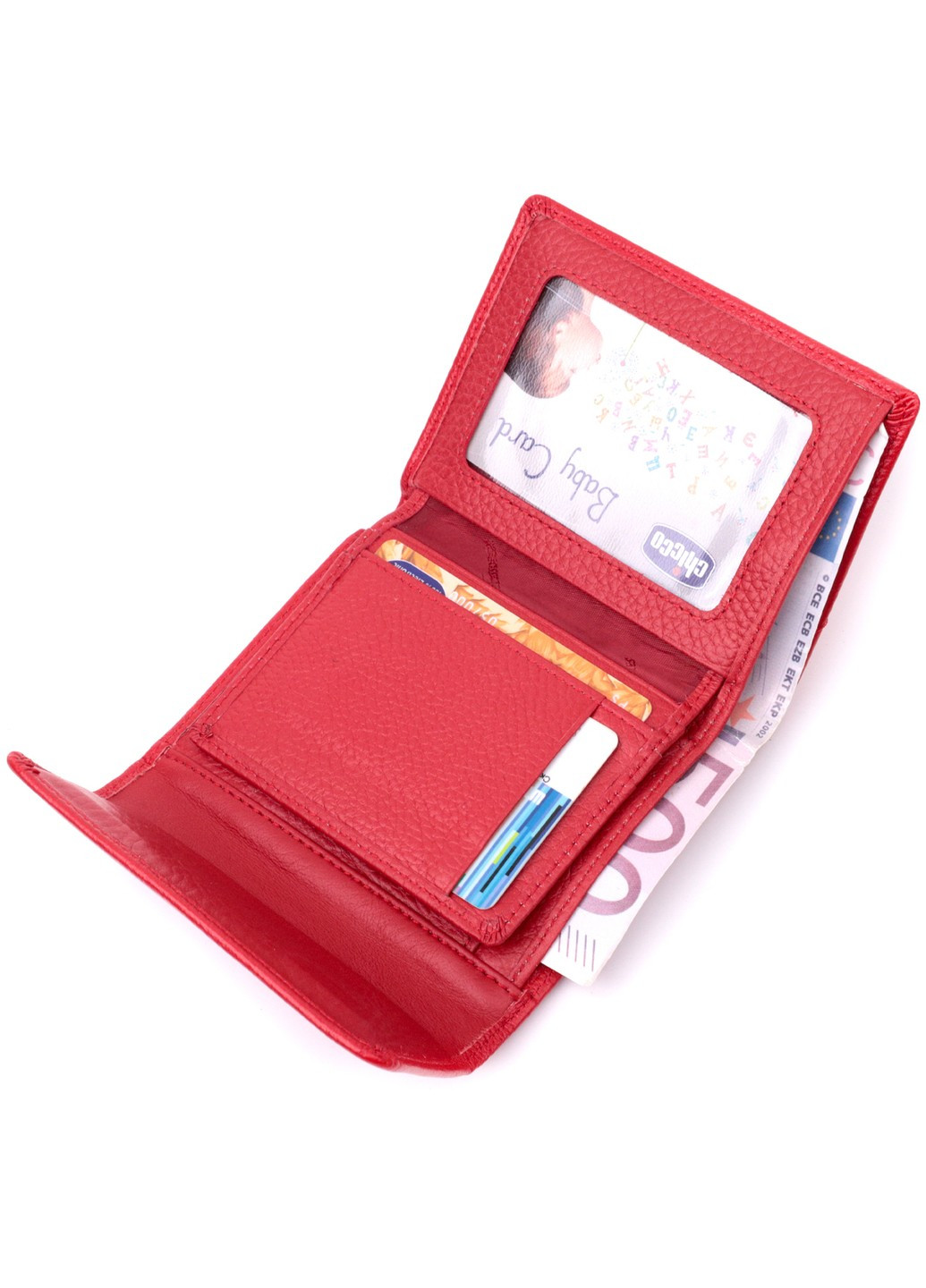 Яскравий жіночий гаманець з монетницею з натуральної шкіри 19493 Червоний st leather (277980501)
