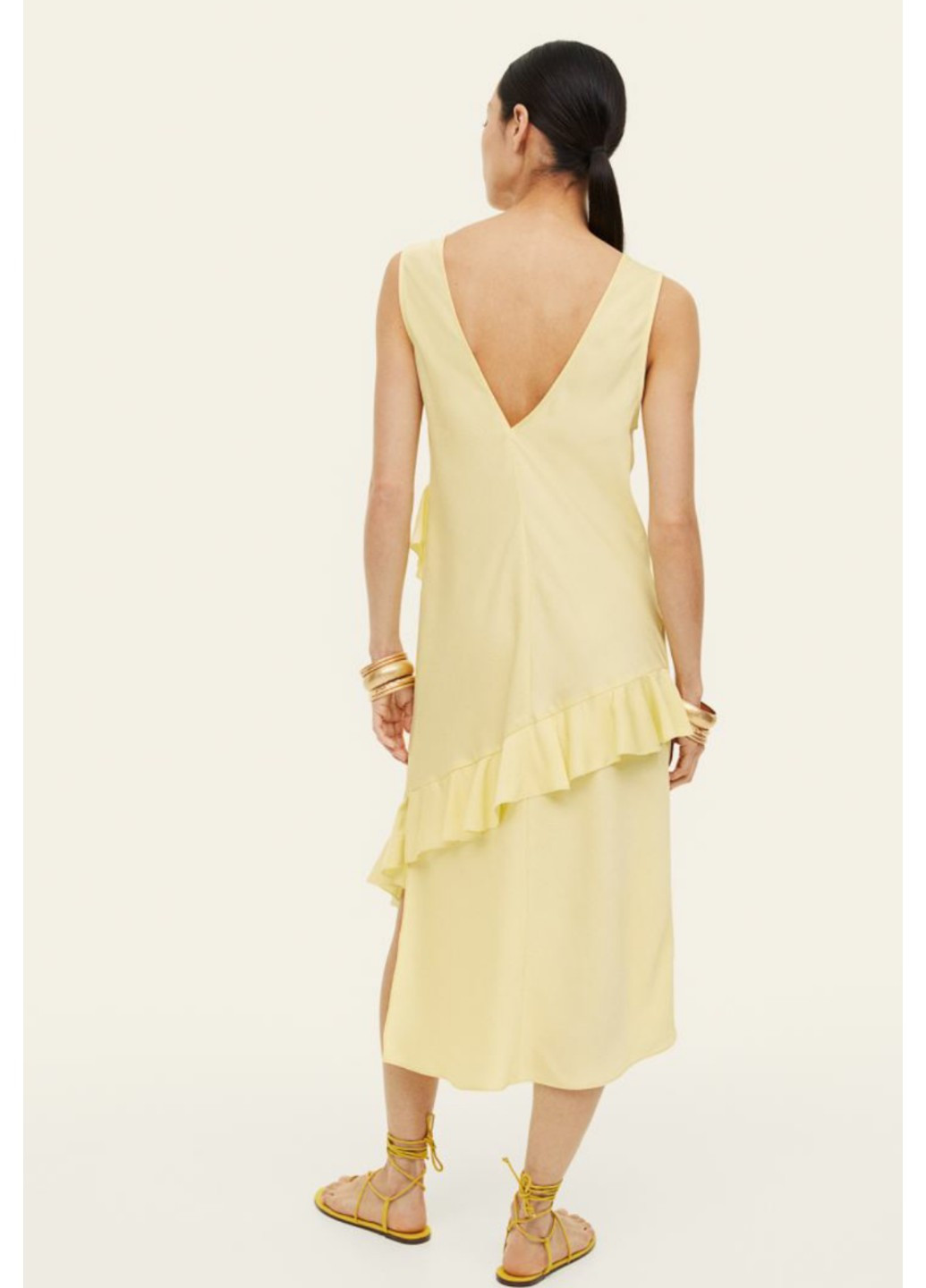 Желтое повседневный женское платье (55857) xs жёлтое H&M