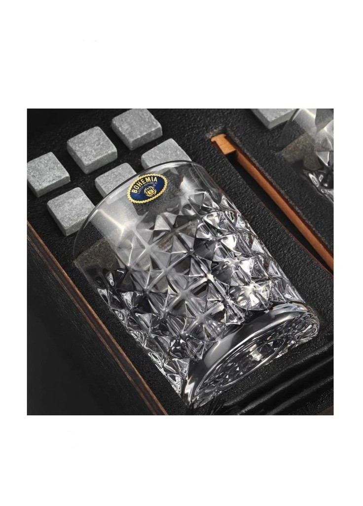 Набор с бокалами + Кубики для охлаждения виски Темная подарочная коробка Whiskey Stones (259753335)