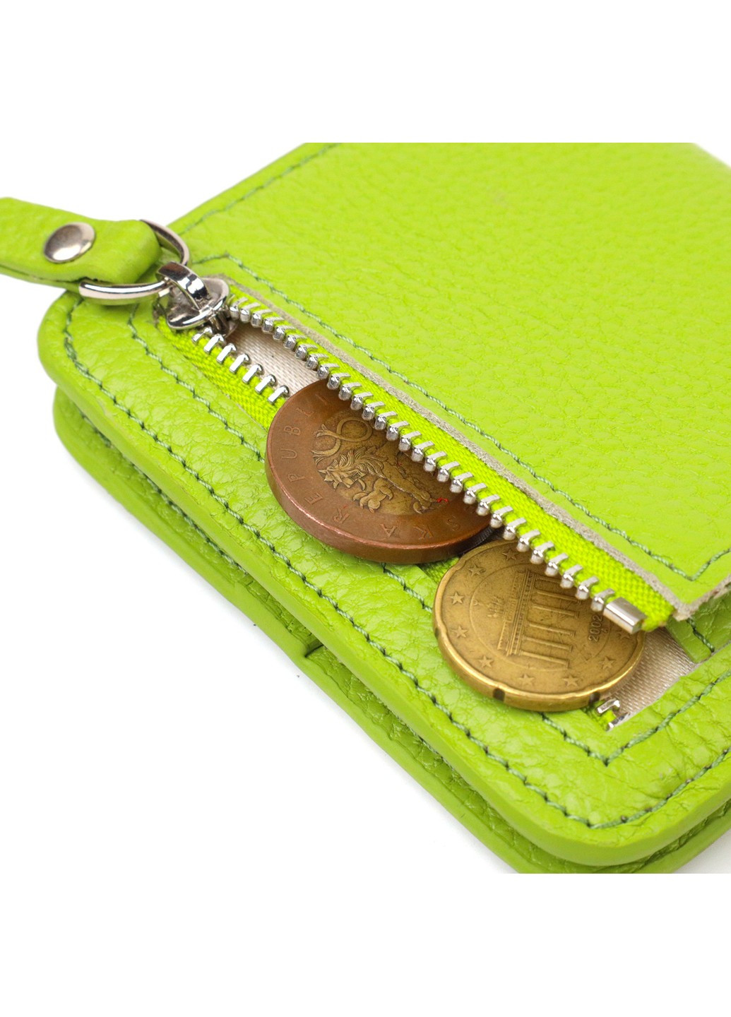 Яскравий жіночий гаманець невеликого розміру з натуральної шкіри 21799 Салатовий Canpellini (259874080)