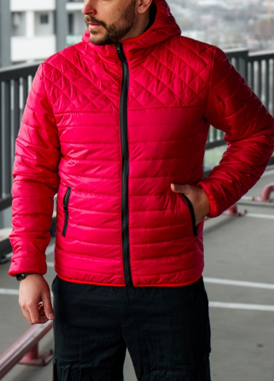 Красная демисезонная демисезонная куртка с капюшоном Vakko