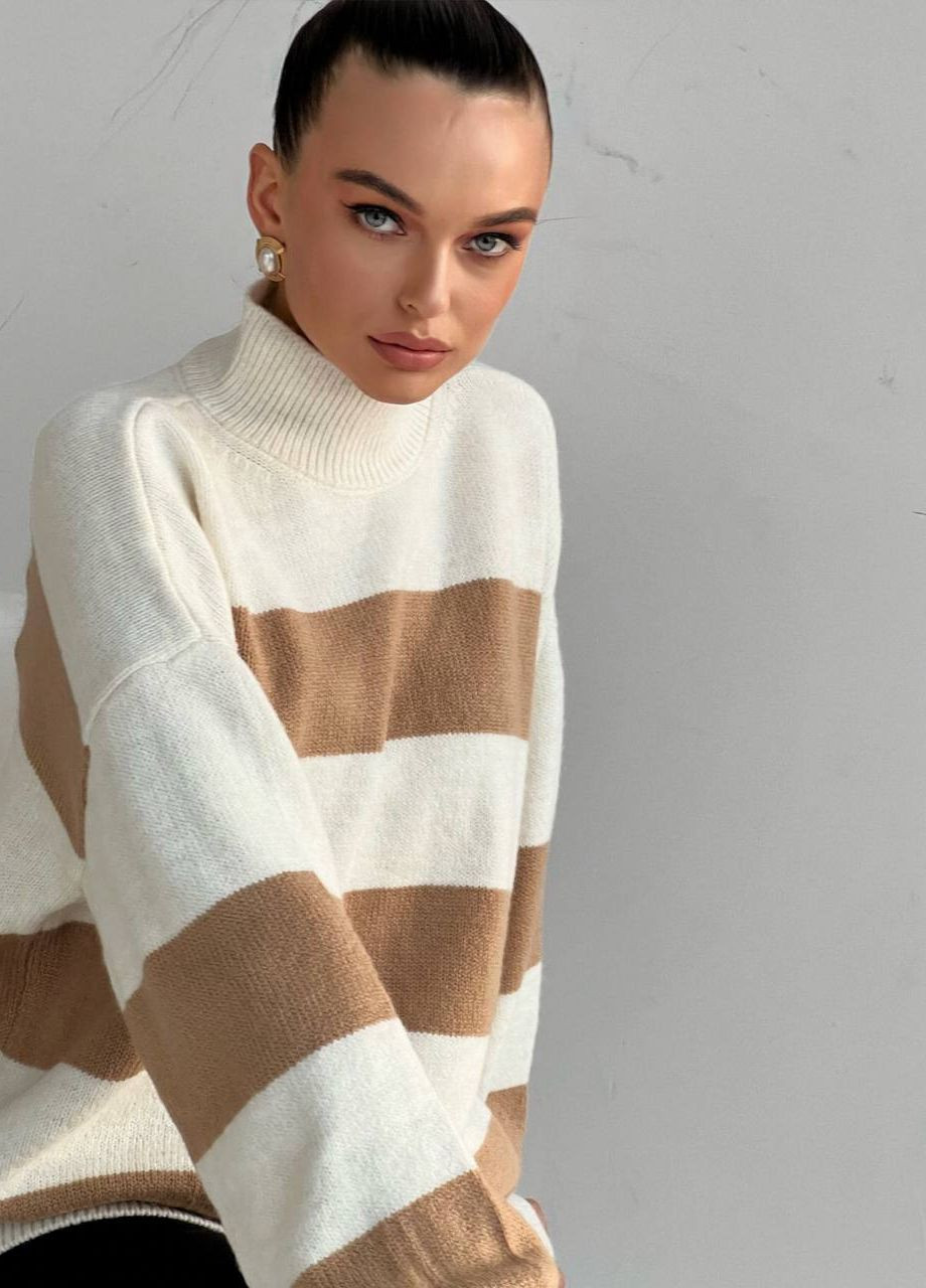 Коричневый женский свитер вязка No Brand
