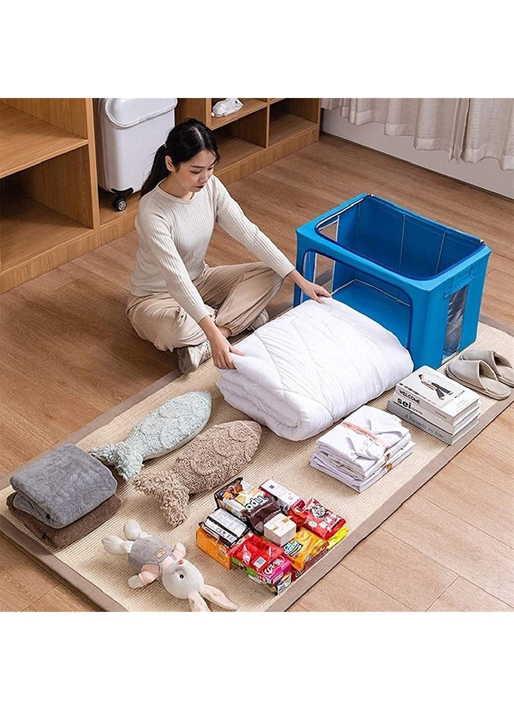 Органайзер сумка короб компактний портативний тканинний для зберігання речей одягу білизни 50х40х33 см (475272-Prob) Синій Unbranded (264830466)