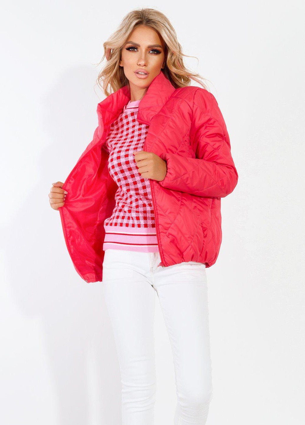 Красная жіночий верхній одяг стильна стьобана куртка (5347) Lemanta