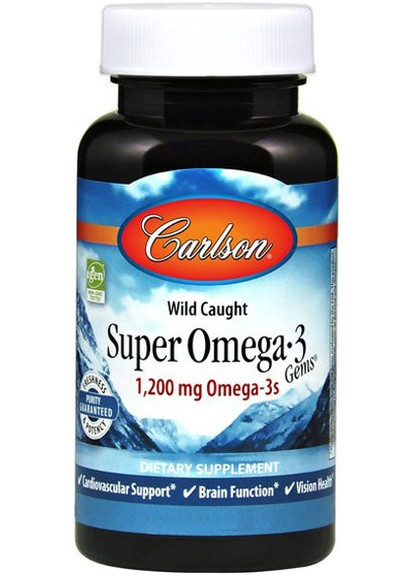 Super Omega-3 Gems 1200 mg 180 Soft Gels Carlson Labs (257079421)