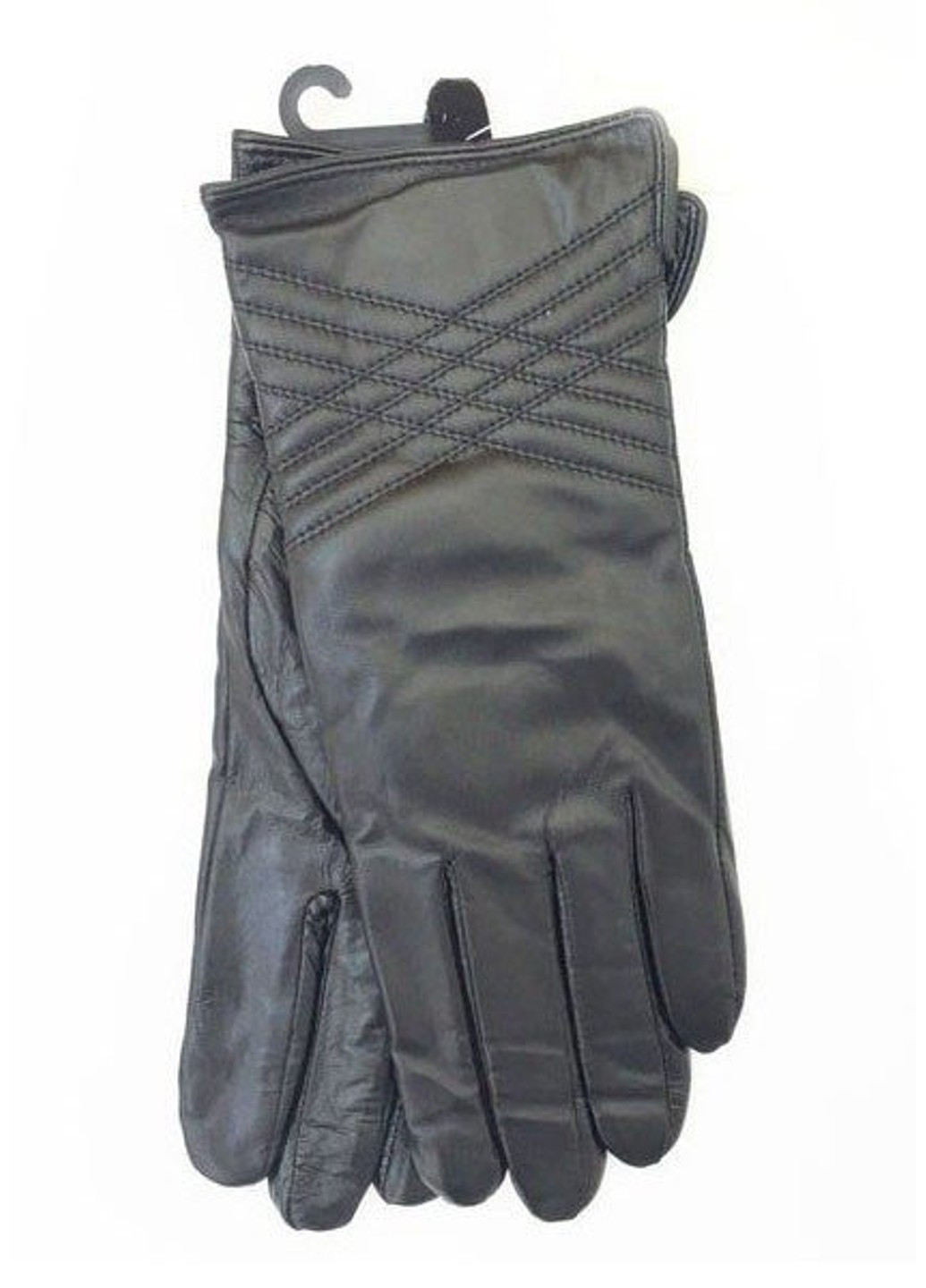 Зимние женские черные перчатки из натуральной кожи w004s3 L BR-S (261486806)