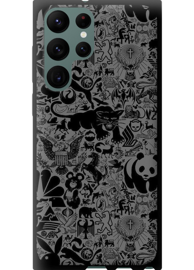 TPU черный чехол 'Чёрно-серый стикер бомбинг' для Endorphone Samsung Galaxy S22 Ultra (259320380)