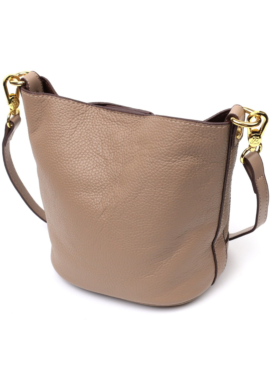 Женская сумка с автономной косметичкой внутри из натуральной кожи 22364 Бежевая Vintage (276461671)
