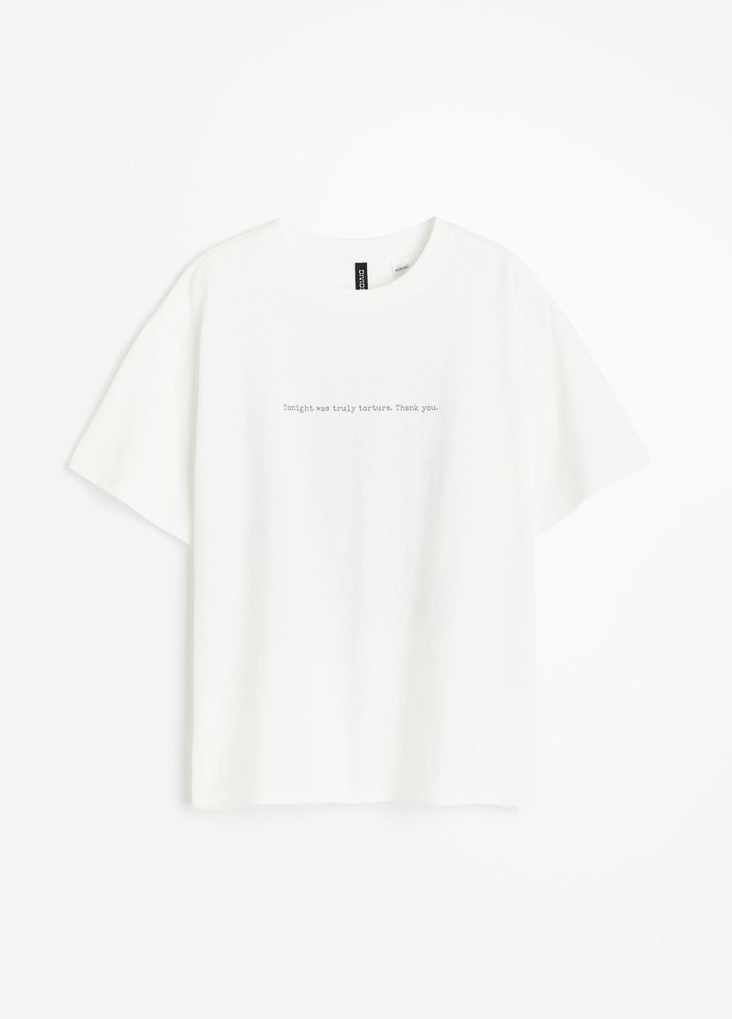 Белая всесезон оверсайз-футболка с принтом с коротким рукавом H&M