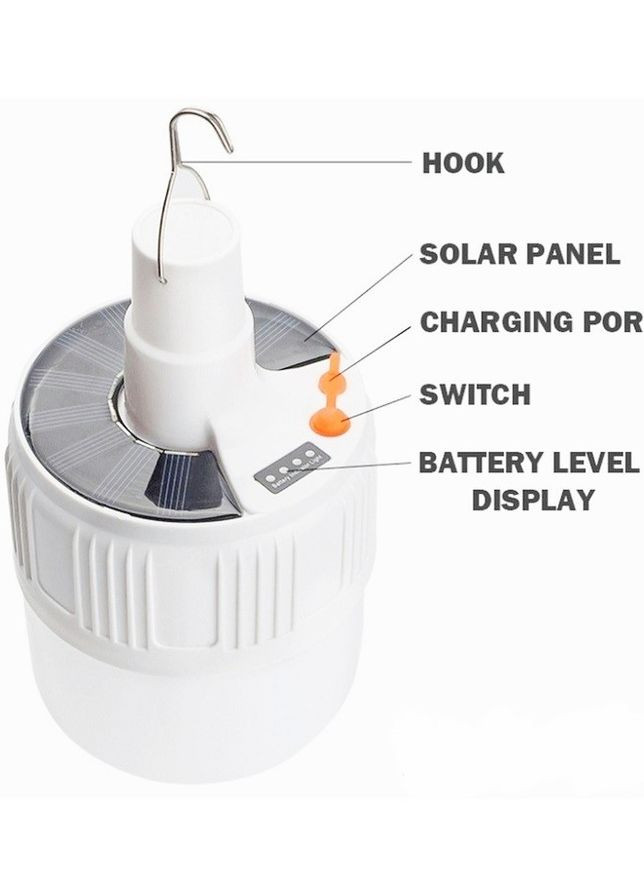 Автономна лампа ZJ:V51 світлодіодна із сонячною панеллю та зарядкою від USB акумуляторна підвісна для кемпінгу Led (264913330)