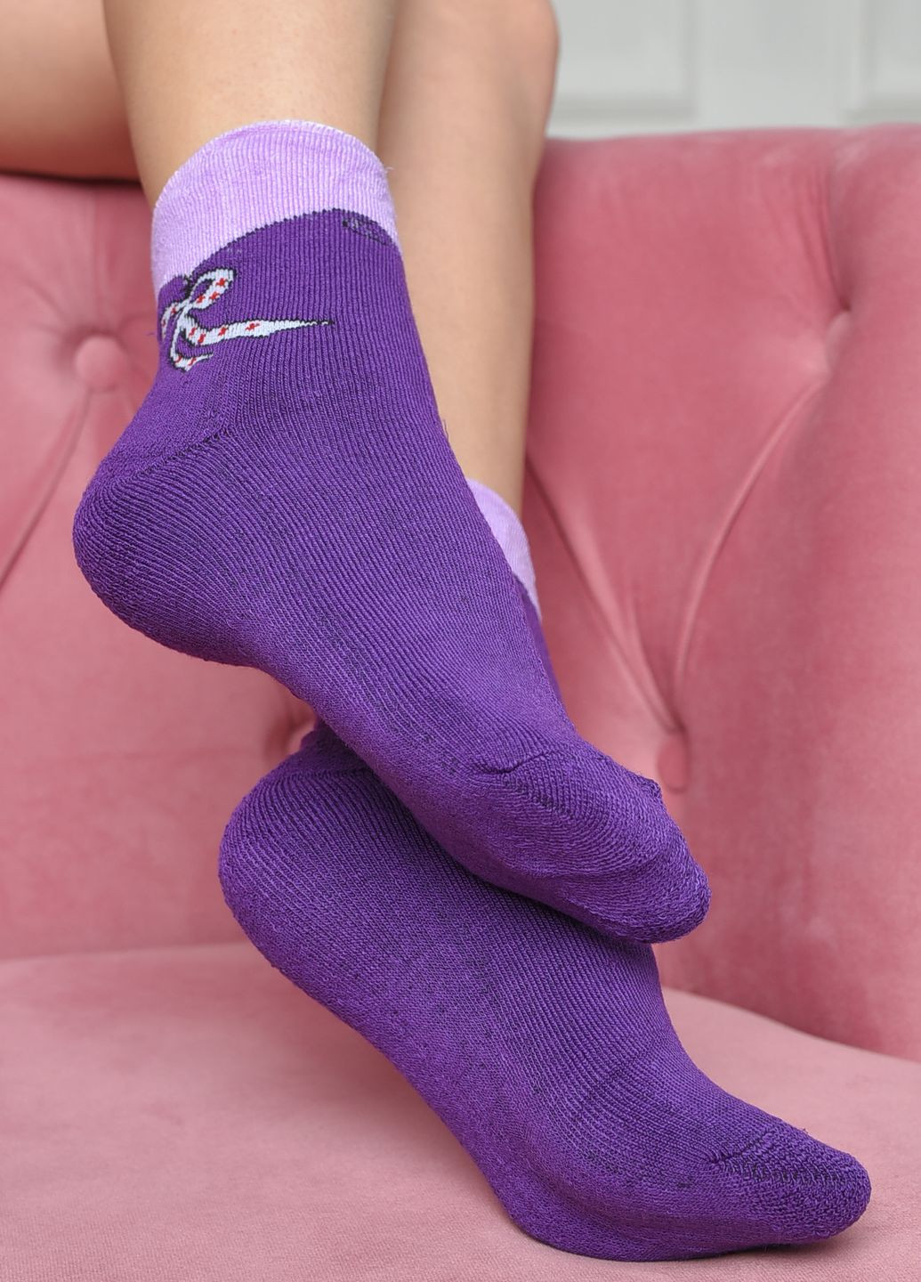 Шкарпетки махрові жіночі медичні без гумки фіолетового кольору розмір 36-41 Let's Shop (271665169)