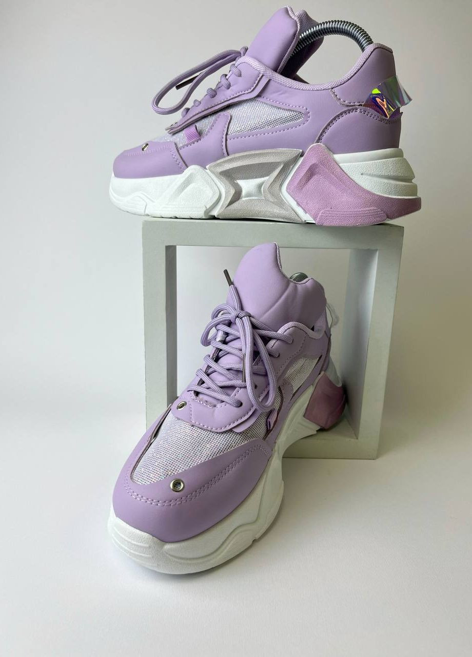 Фіолетові осінні ефектні жіночі кросівки No Brand