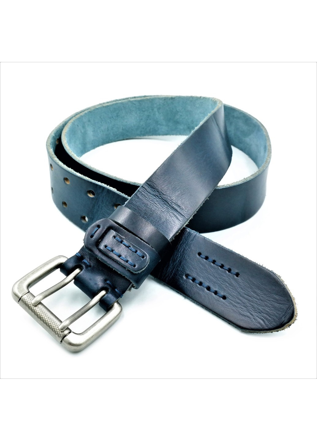 Ремень мужской кожаный Weatro Темно-синий 115,120 см lmn-mk38ua-025 Le-Mon (272596763)