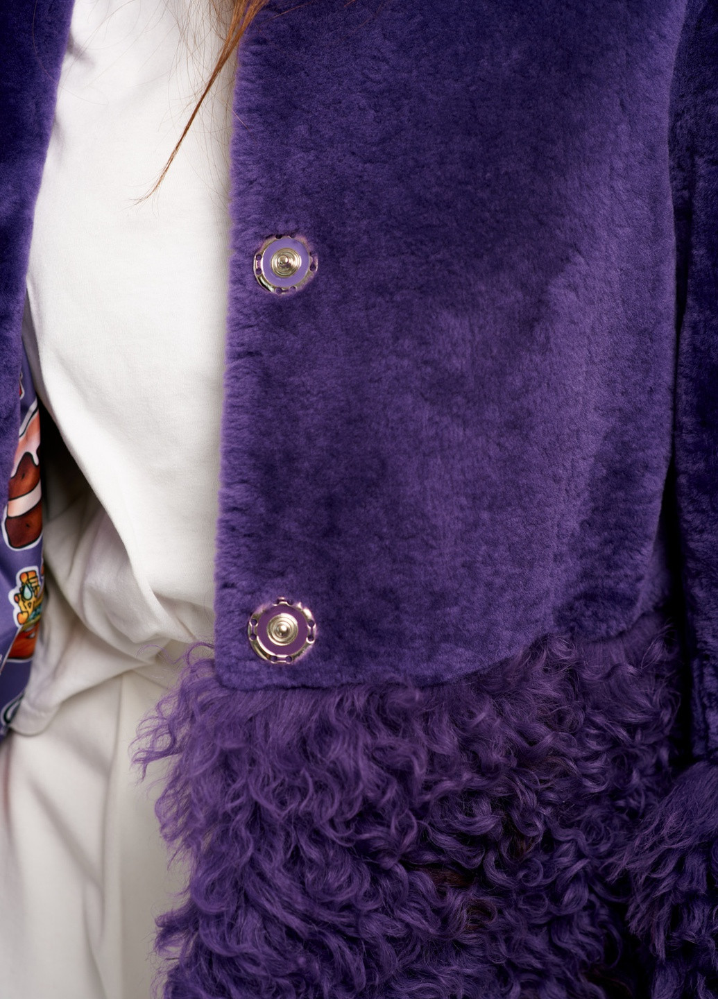 Женский короткий мех шуба дубленка из натуральной овчины мутон зима осень классика A6667 фиолетовая ULTRA VIOLET Actors (257894996)