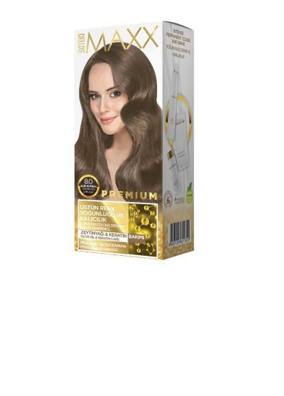 Фарба для волосся 8.0 Світло-русий, 50 мл+50 мл+10 мл Maxx Deluxe (278648396)