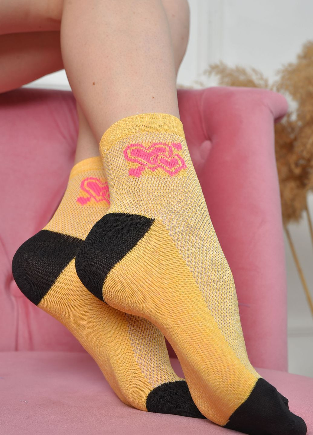 Шкарпетки жіночі сітка жовтого кольору розмір 36-40 Let's Shop (261406730)