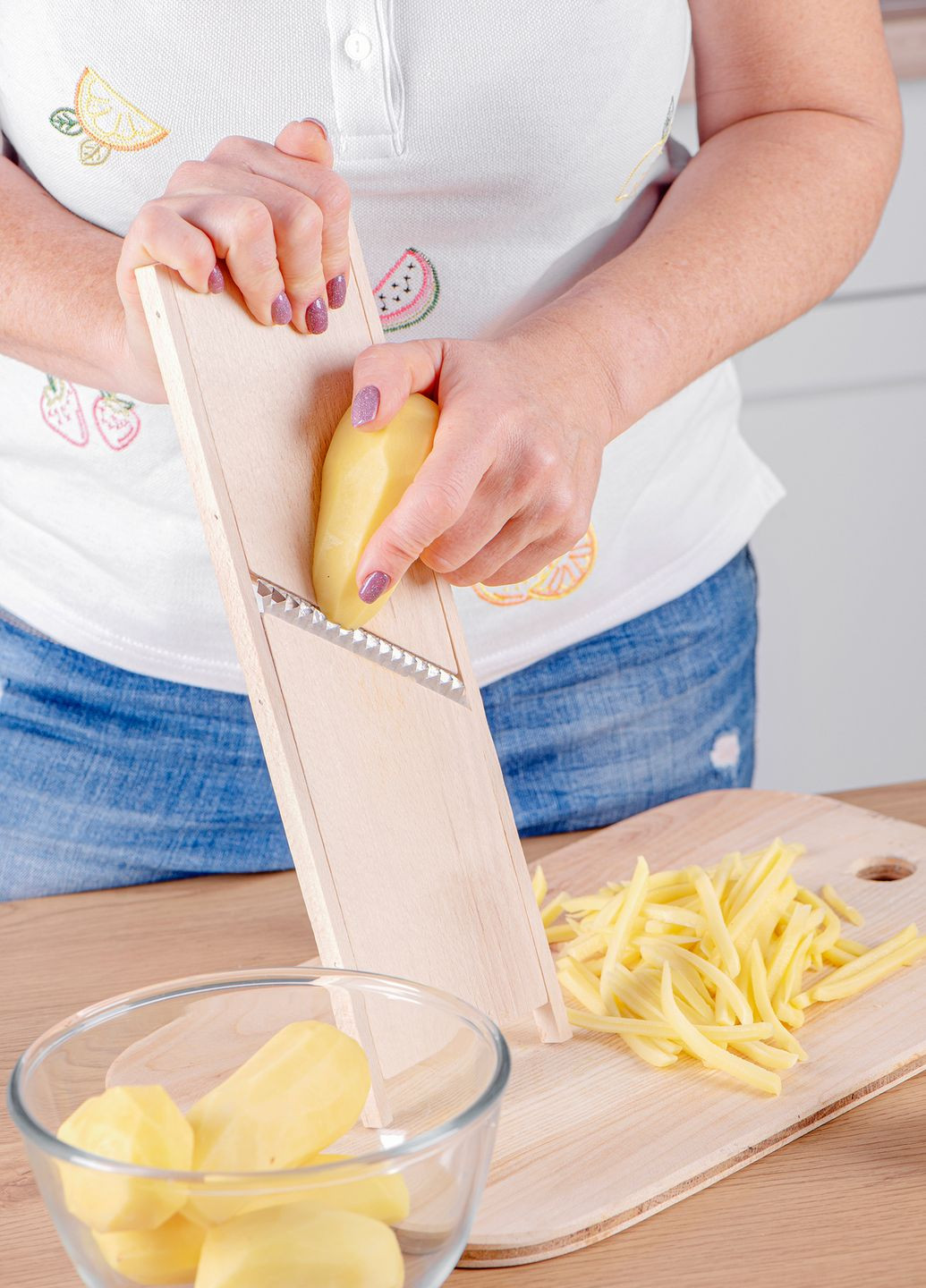 Шинковка деревянная широкая для картошки фри 32х11 см Kitchette (262291060)