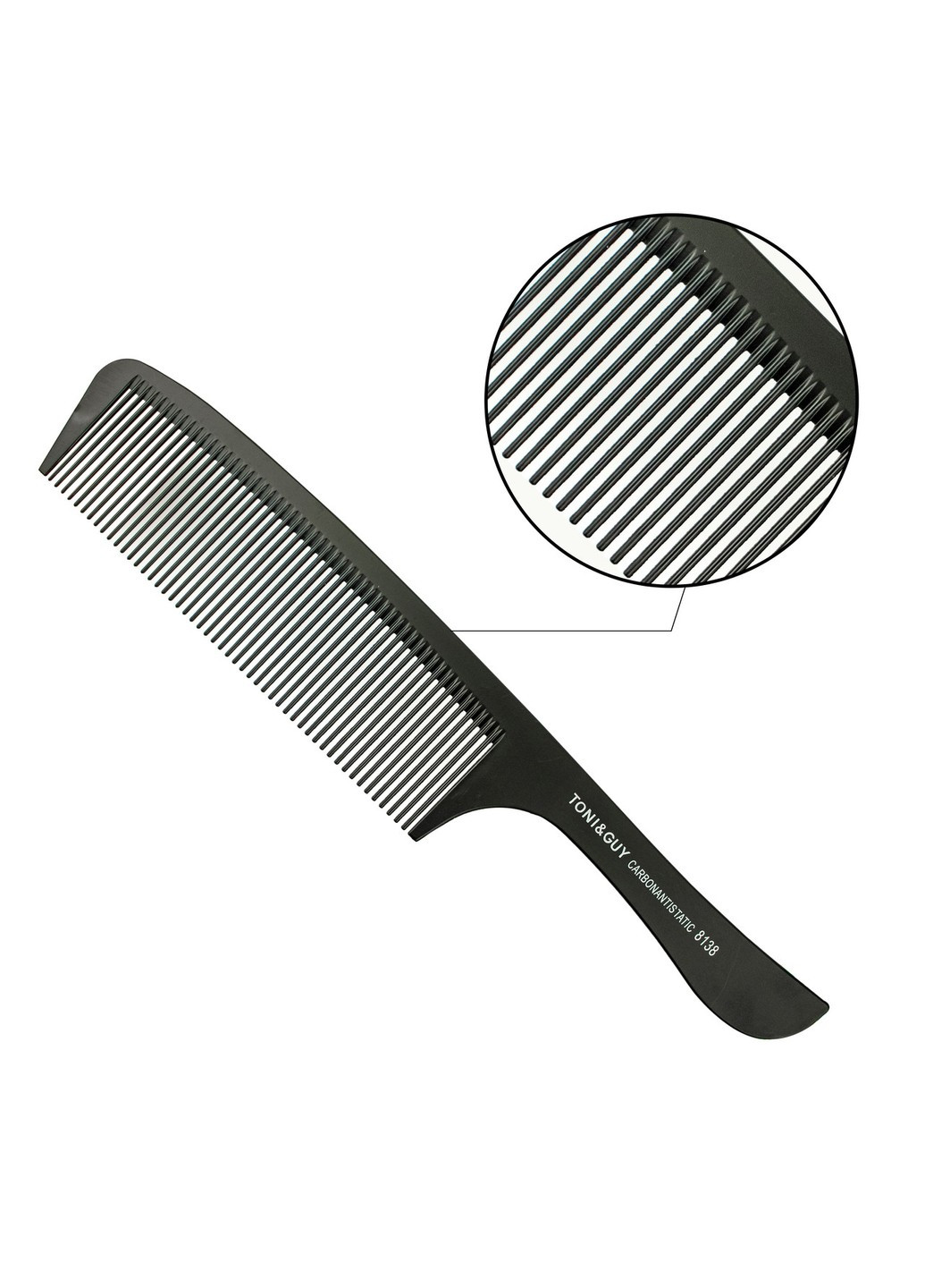 Гребінець для волосся Carbon T&G чорний з ручкою 8138 гребінець для перукаря гребінець для стрижки Toni & Guy (262292247)