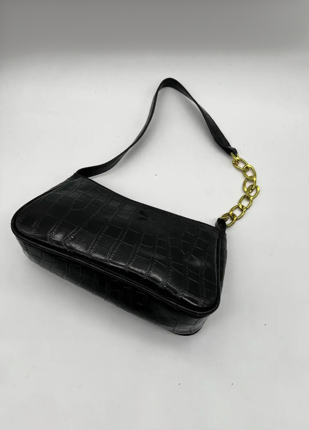 Женская сумка рептилия багет черная No Brand (257866801)