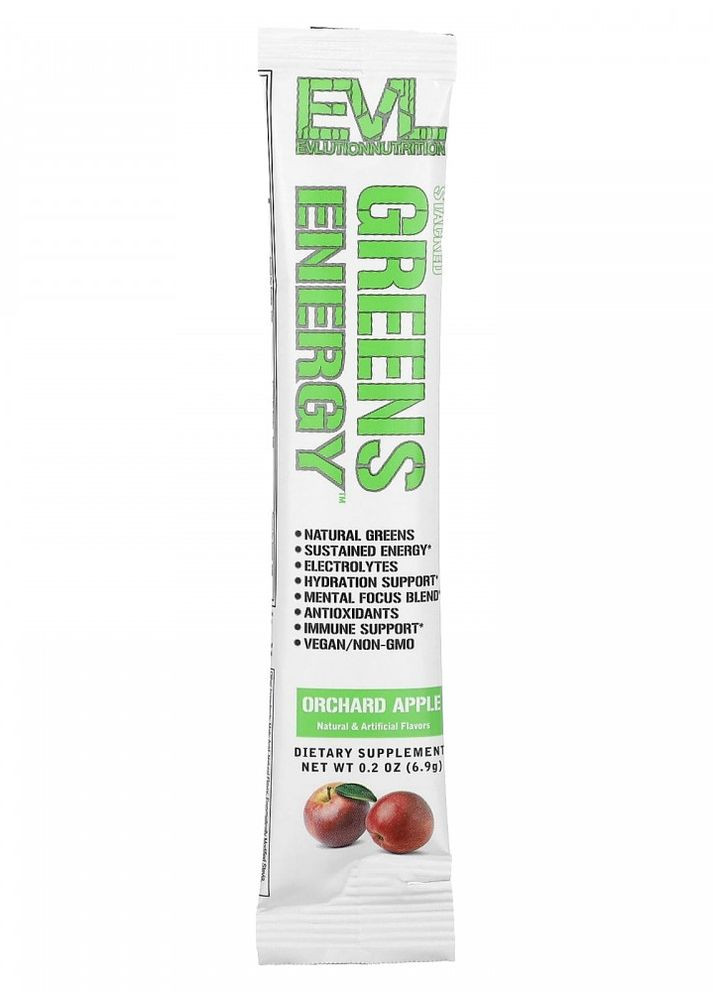 Смесь зелени для заряда энергии Stacked Greens Energy 6.9 g (Orchard Apple) EVLution Nutrition (265151977)